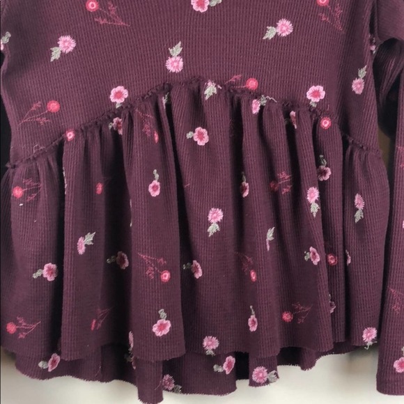 Altar'd State Burgundy Thermal Babydoll Top (S) - Picture 2 of 4